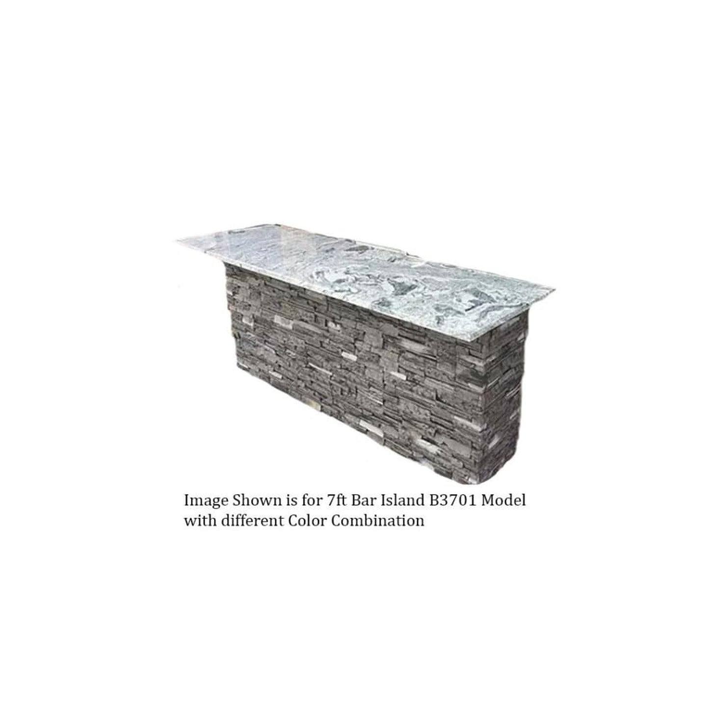 Tru Innovative 7ft B37012201C Bar Island with Countertop Overhang Cut