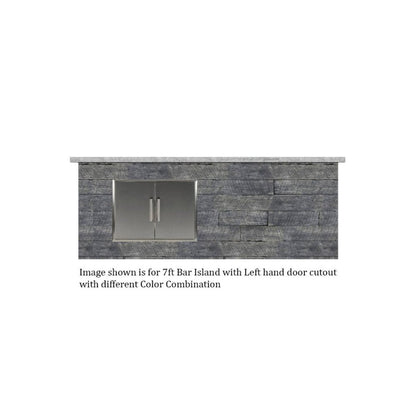 Tru Innovative 7ft B37031201C Bar Island with Countertop Overhang Cut
