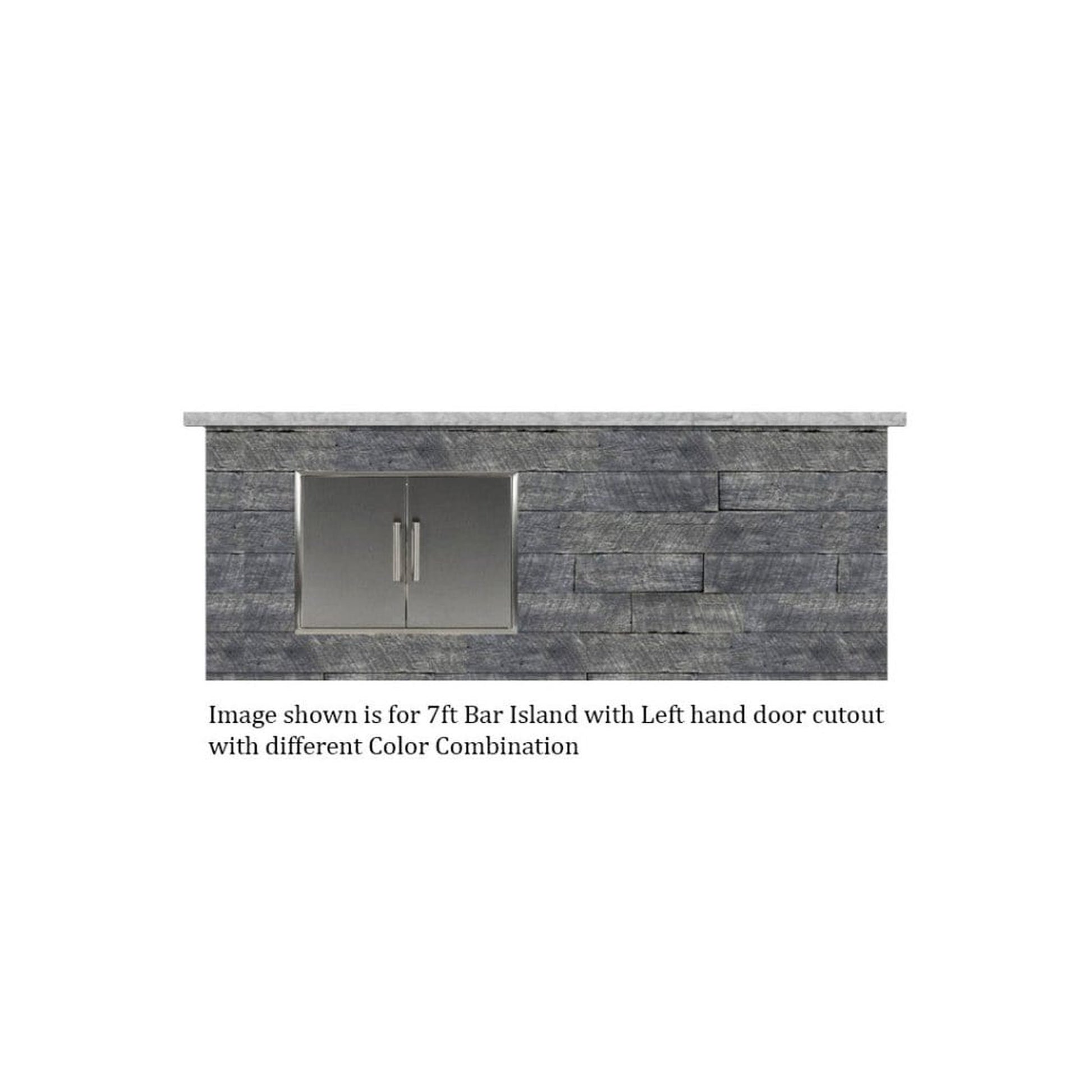 Tru Innovative 7ft B37031202C Bar Island with Countertop Overhang Cut