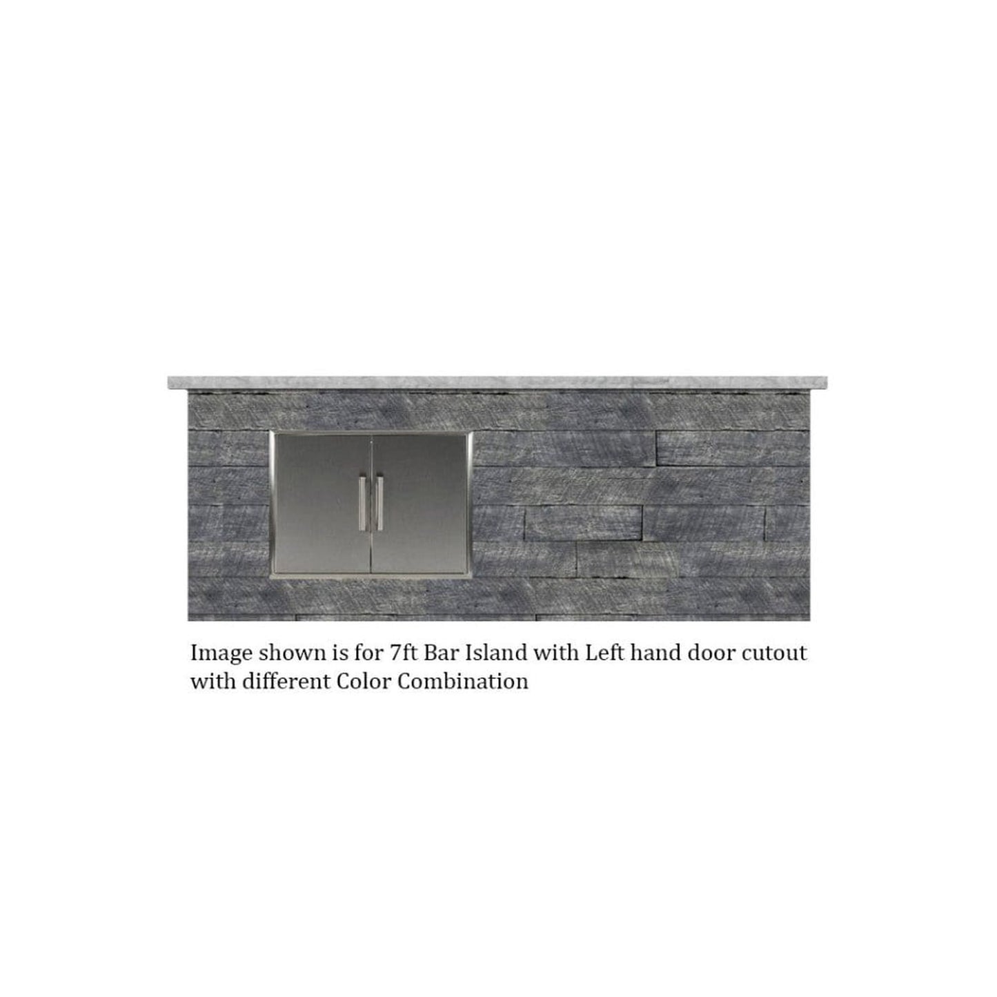 Tru Innovative 7ft B37042101C Bar Island with Countertop Overhang Cut