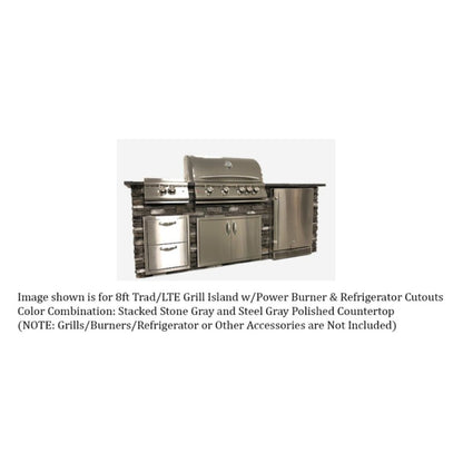 Tru Innovative 8ft B28011101C Traditional LTE Grill Island with Countertop Overhang Cut