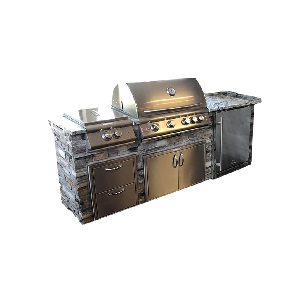 Tru Innovative 8ft B28011201C Traditional LTE Grill Island with Countertop Overhang Cut