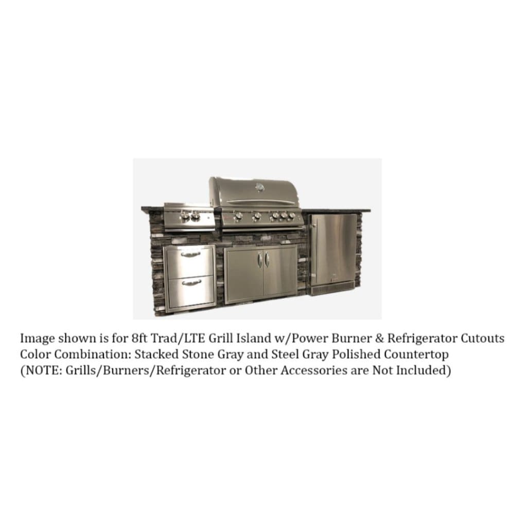 Tru Innovative 8ft B28011202C Traditional LTE Grill Island with Countertop Overhang Cut