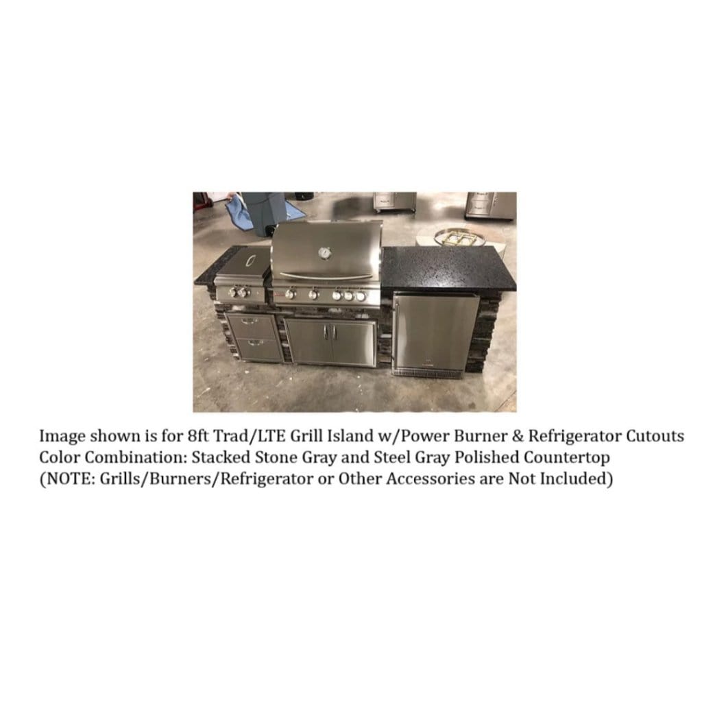 Tru Innovative 8ft B28011302C Traditional LTE Grill Island with Countertop Overhang Cut