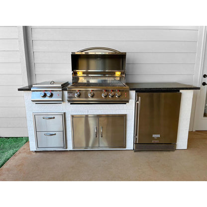 Tru Innovative 8ft PB28022101C PRO Grill Island with Countertop Overhang Cut