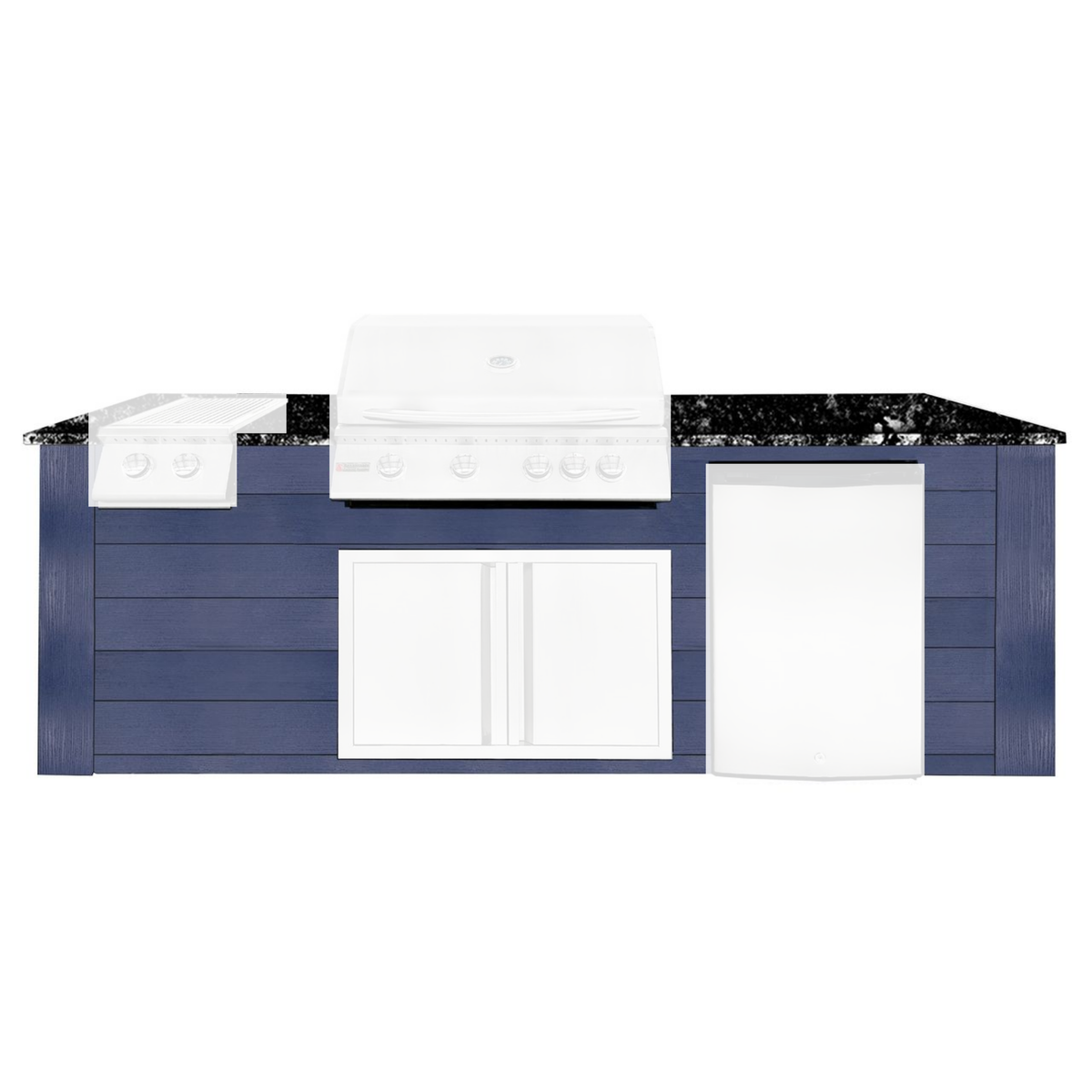 Renaissance Pro-Fit 8-Ft Outdoor Island With Black Granite Countertop and Blue Cabinet
