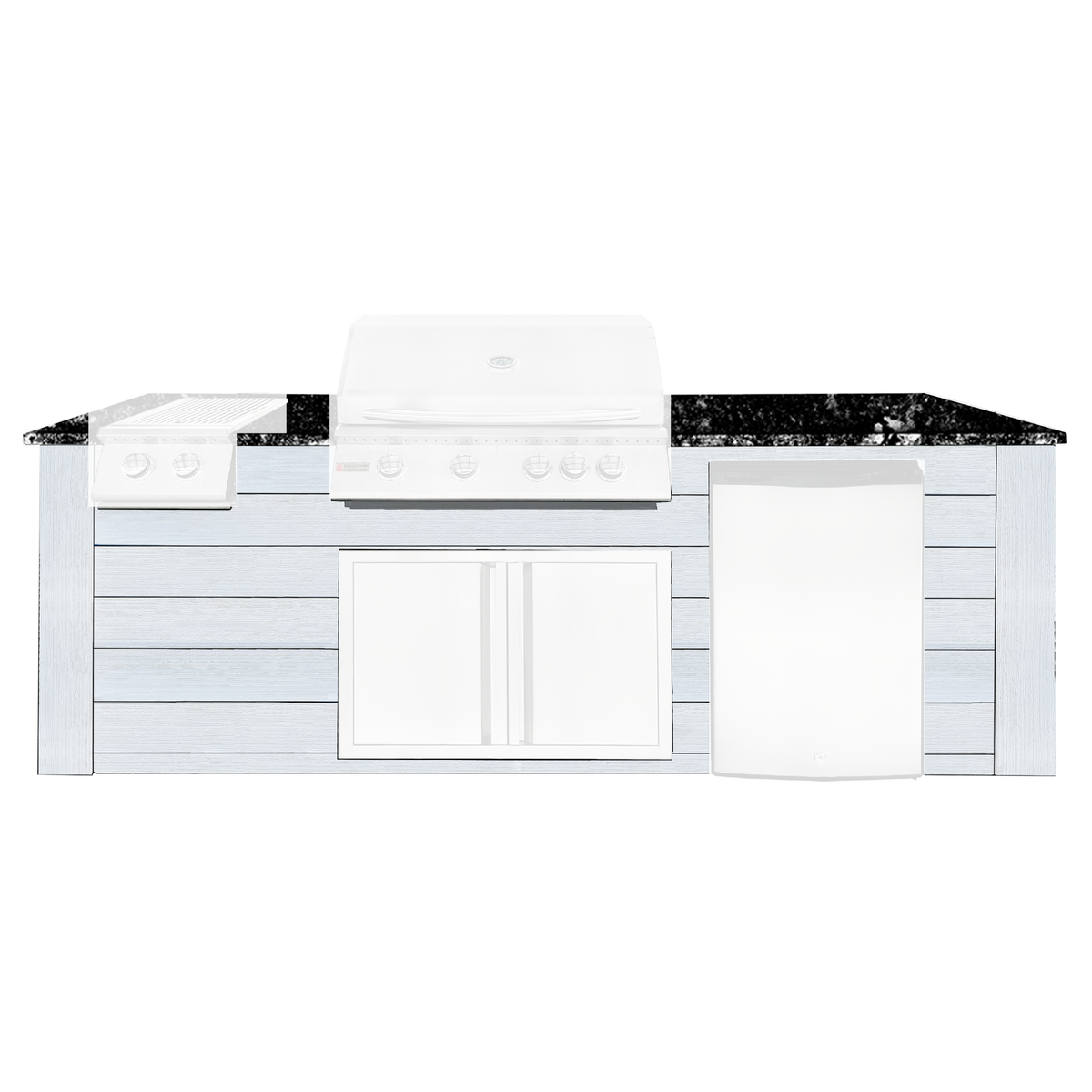 Renaissance Pro-Fit 8-Ft Outdoor Island With Black Granite Countertop and White Cabinet