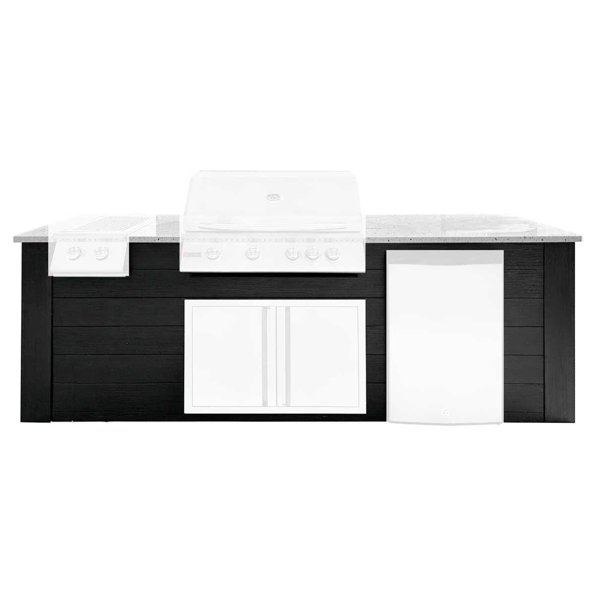Renaissance Pro-Fit 8-Ft Outdoor Island With White Granite Countertop and Black Cabinet