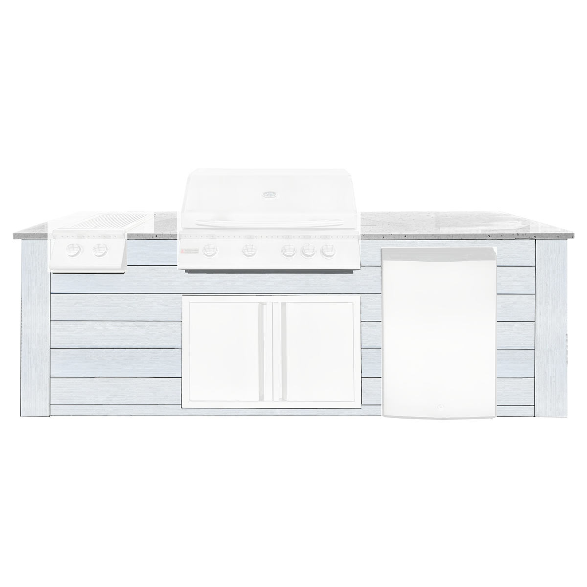 Renaissance Pro-Fit 8-Ft Outdoor Island With White Granite Countertop and White Cabinet