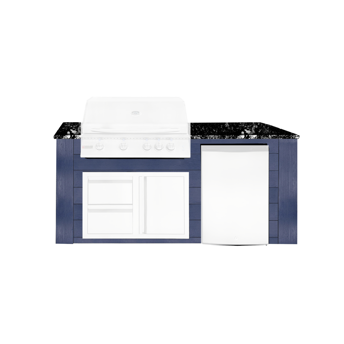 Renaissance Pro-Fit 6-Ft Outdoor Island With Black Granite Countertop and Blue Cabinet
