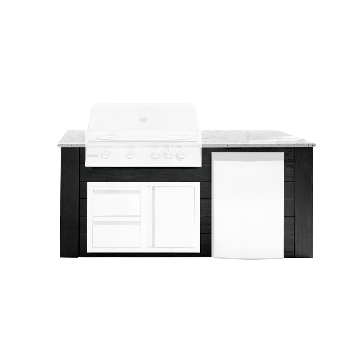 Renaissance Pro-Fit 6-Ft Outdoor Island With White Granite Countertop and Black Cabinet