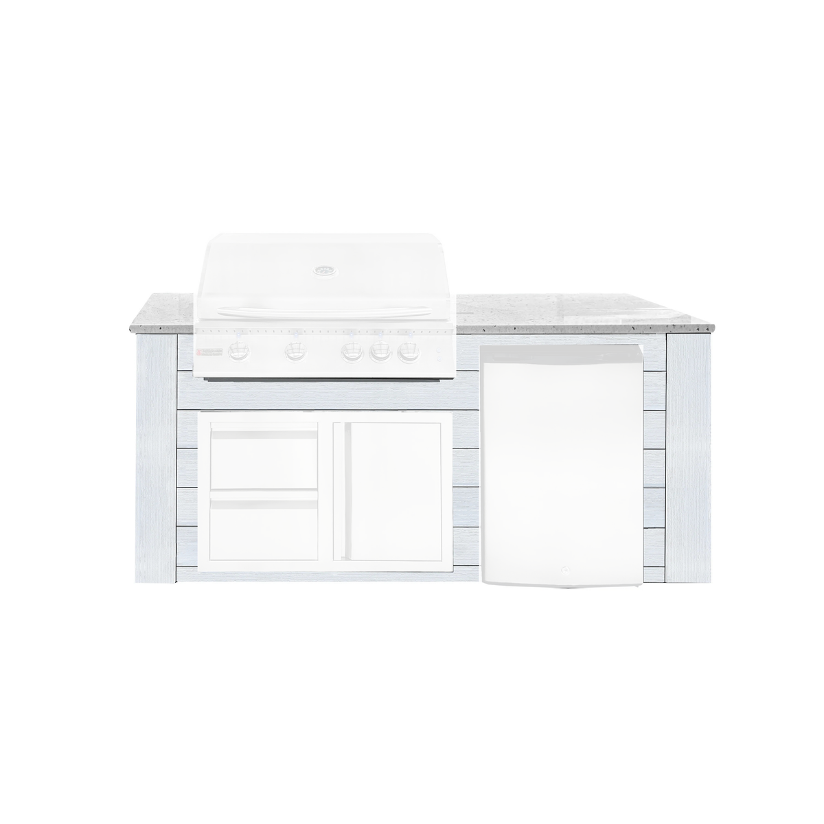 Renaissance Pro-Fit 6-Ft Outdoor Island With White Granite Countertop and White Cabinet