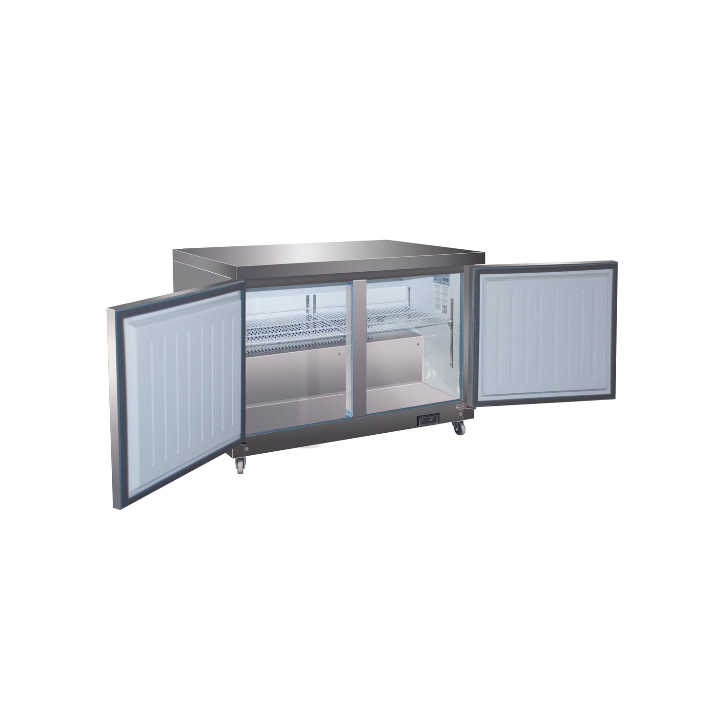 Valpro 12 cu.ft. 48" Stainless Steel Solid 2-Door Under-Counter Freezer