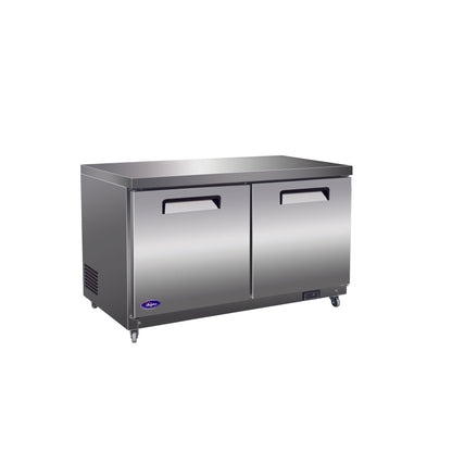 Valpro 16 cu.ft. 61" Stainless Steel Solid 2-Door Under-Counter Freezer