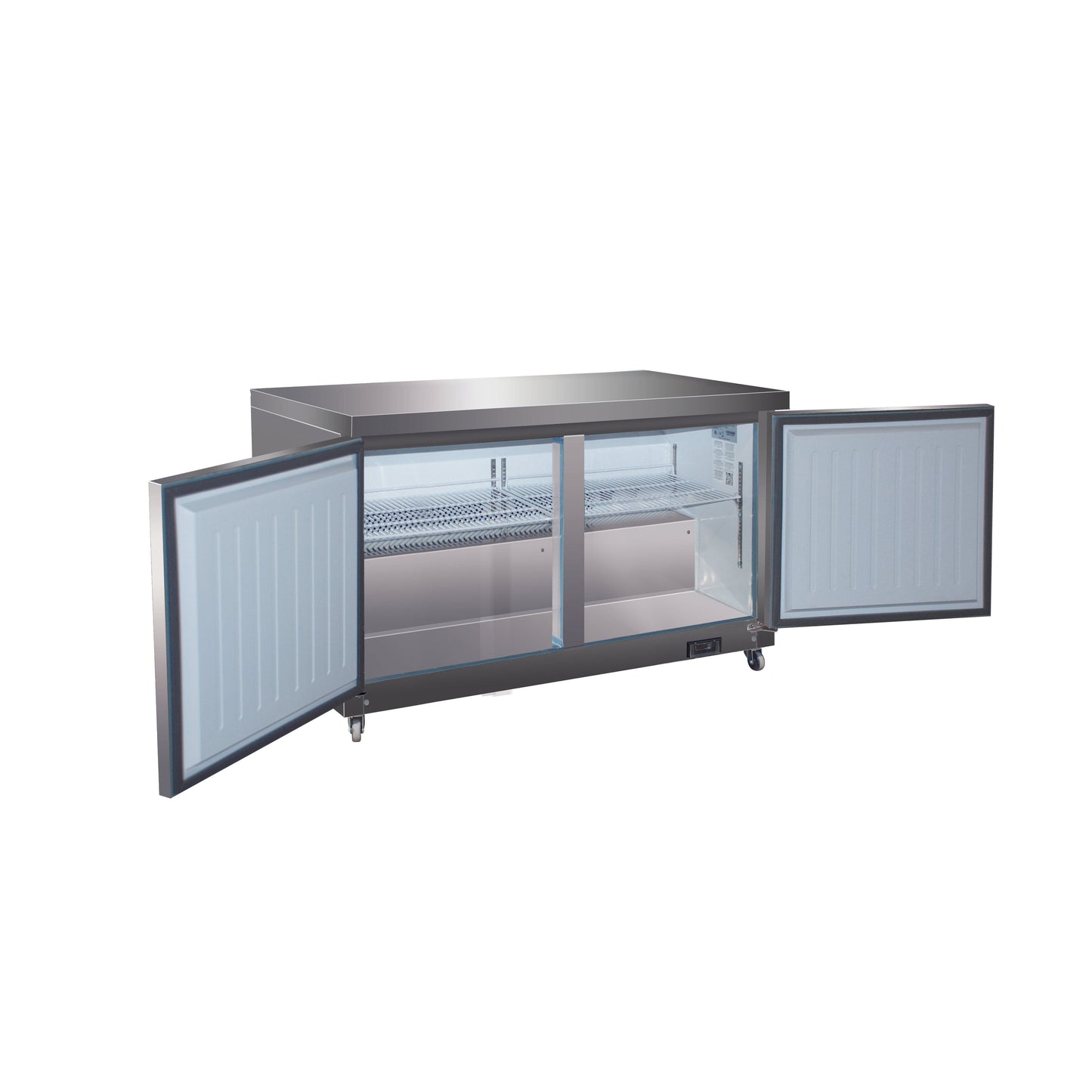 Valpro 16 cu.ft. 61" Stainless Steel Solid 2-Door Under-Counter Refrigerator