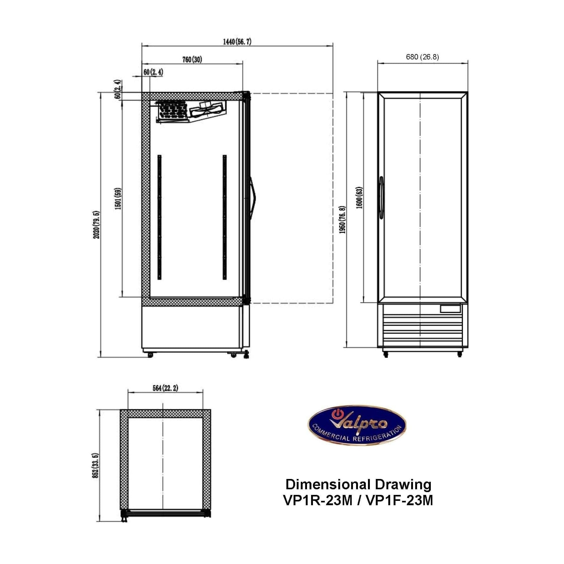 Valpro 23 cu.ft. Merchandiser Freezer With 1 Swing Full Glass Door