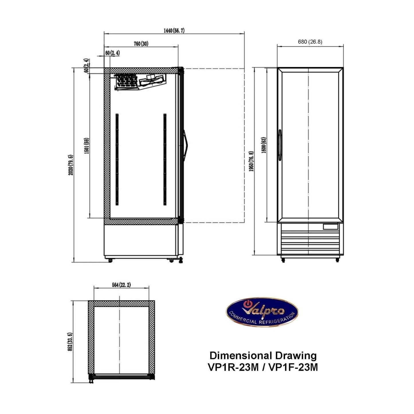 Valpro 23 cu.ft. Merchandiser Refrigerator With 1 Swing Full Glass Door
