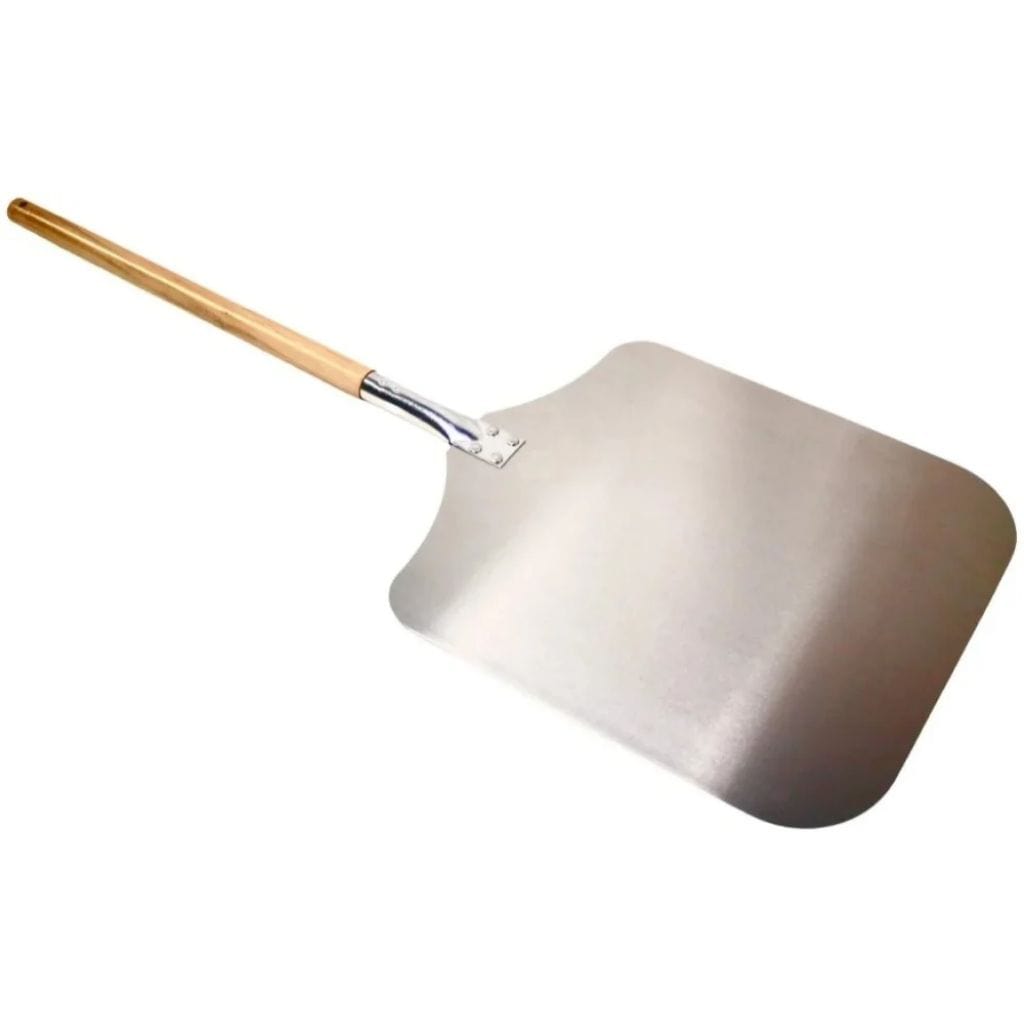 WPPO 14" Traditional Aluminum Pizza Peel with Long Wooden Handle